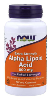 ALA Alfa-Liponsyre 600 MG og druekstrakt og Bioperine 60 kapsler NOW FOODS